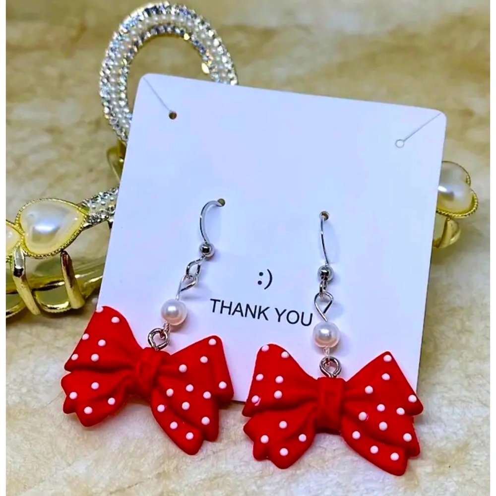 RED BOW EARRINGS